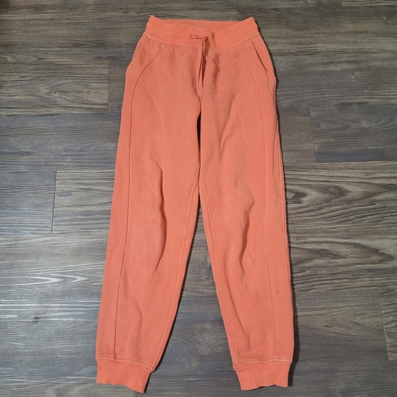 Lululemon Orange Jogger Pants Sze 2 Logo - Picture 1 of 6